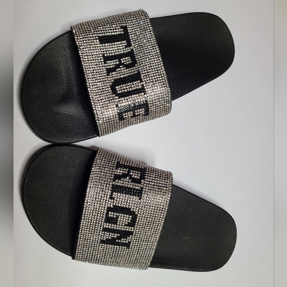 True religion rhinestone slides- NEW - Picture 3 of 7
